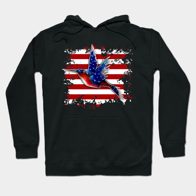 Hummingbird And American Flag T shirt Hoodie by woodsqhn1